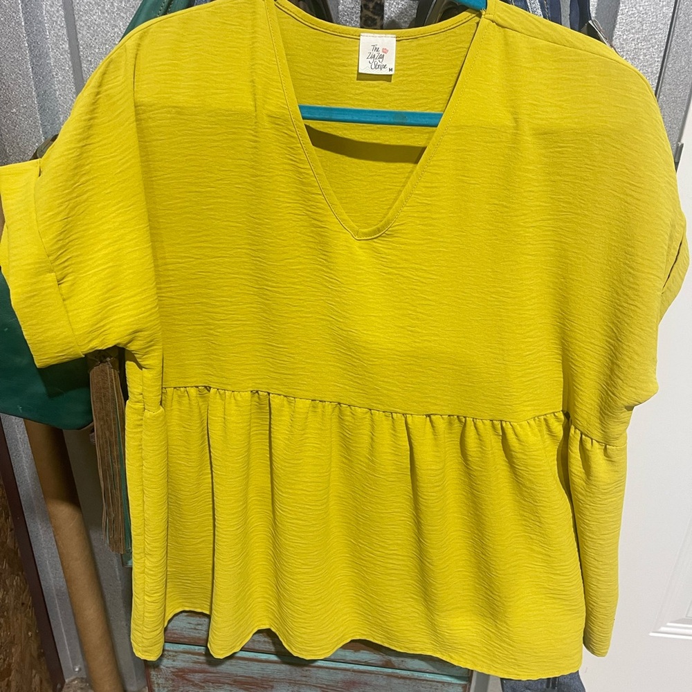 Vibrant Yellow V-Neck Blouse